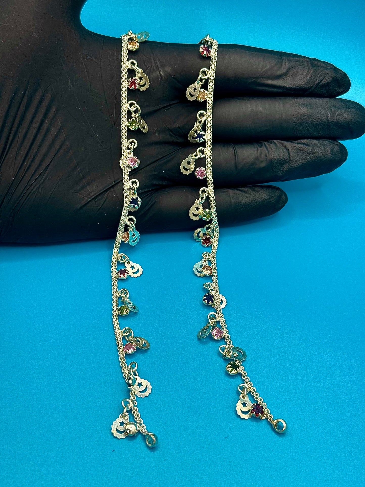 Silver Stone beaded Anklets