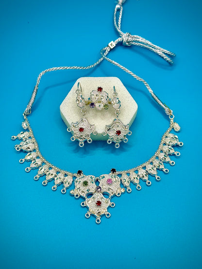 Silver di-piece Gaani set