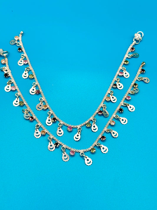 Silver Stone beaded Anklets