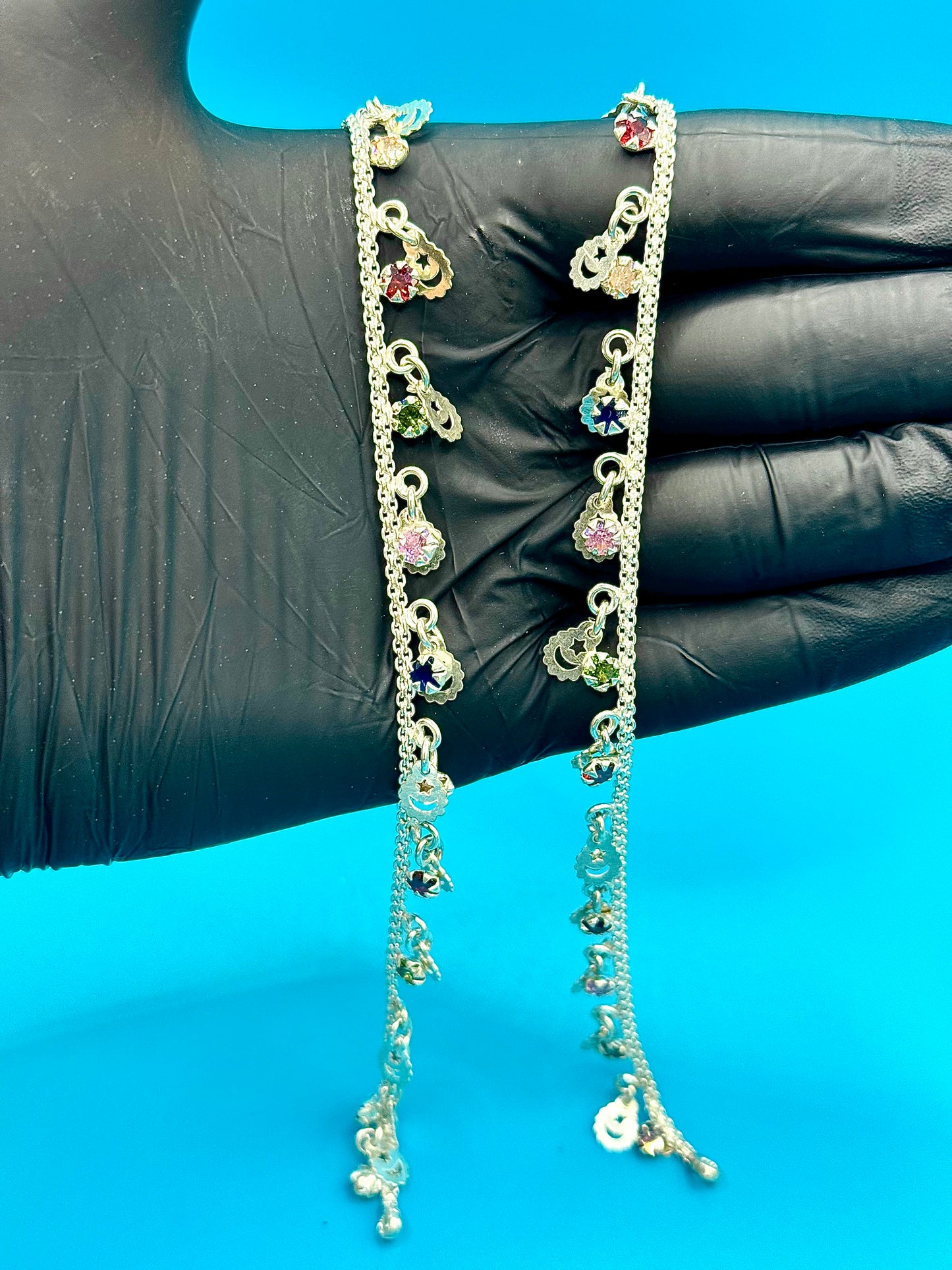 Silver Stone beaded Anklets