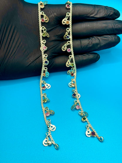 Silver Stone beaded Anklets