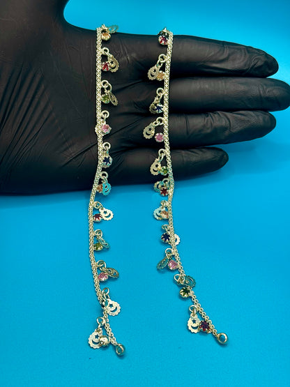 Silver Stone beaded Anklets