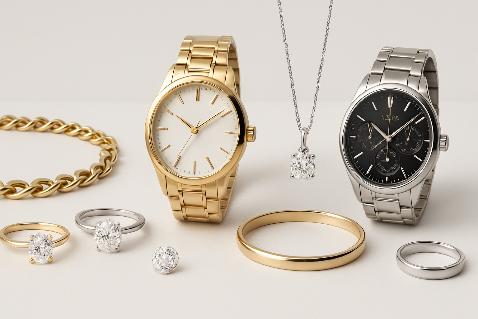i need a banner in which there is jewlery and watches to tell user about our bussiness make it simple and professional